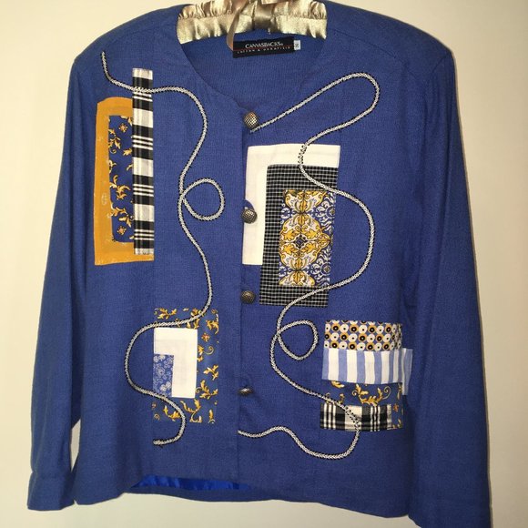 Canvasbacks Blue Patchwork Art Tapestry Jacket - Picture 9 of 9